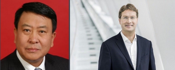 베이징자동차 회장 쉬허이(왼쪽)과 다임러 벤츠 CEO 올라 칼레니우스(오른쪽)