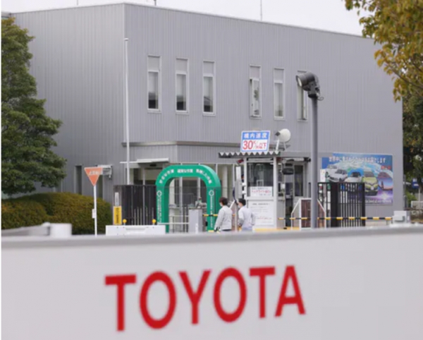 부품회사의 사이버 공격의 영향으로 생산을 중단한 토요타자동차 타마오카공장(3월 1일, 아이치현 도요타시)